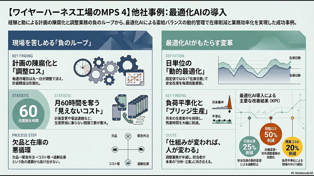 ワイヤーハーネス工場のMPS 4】他社事例：最適化AIの導入 | 生産