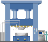 プレス機とそれを操作する人のイメージ画像
