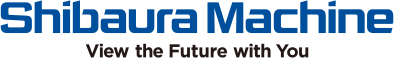 Shibaura Machine logo in blue with the slogan 'View the Future with You'.